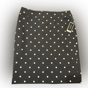 NWT Nine West black and white polkodot midi skirt.